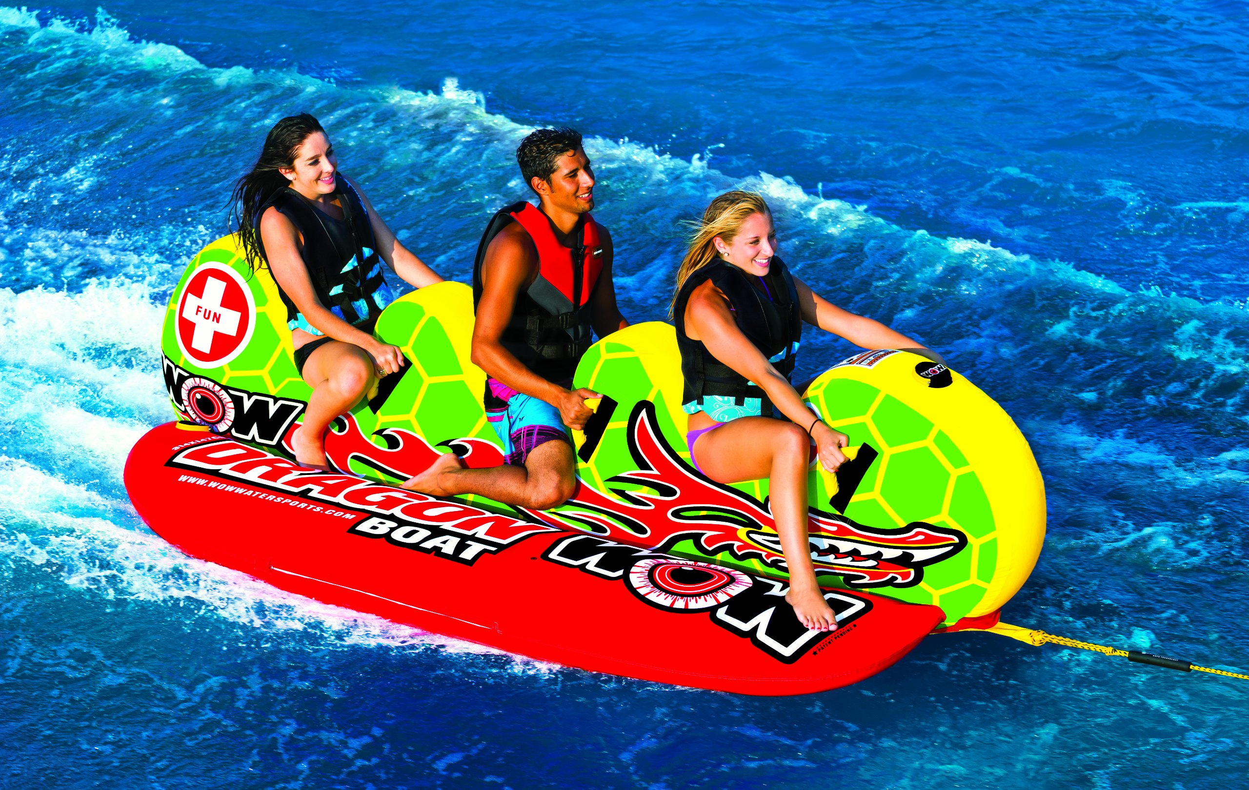 【Sports&Outdoors】World of Watersports 13-1060, Dragon Boat Inflatable Towable, Ski Tube, 3 Person
