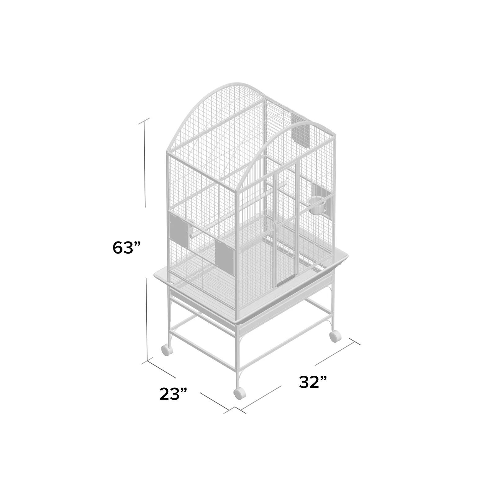 【Pet】Cleveland 63'' Iron Dome Top Floor Bird Cage with Wheels