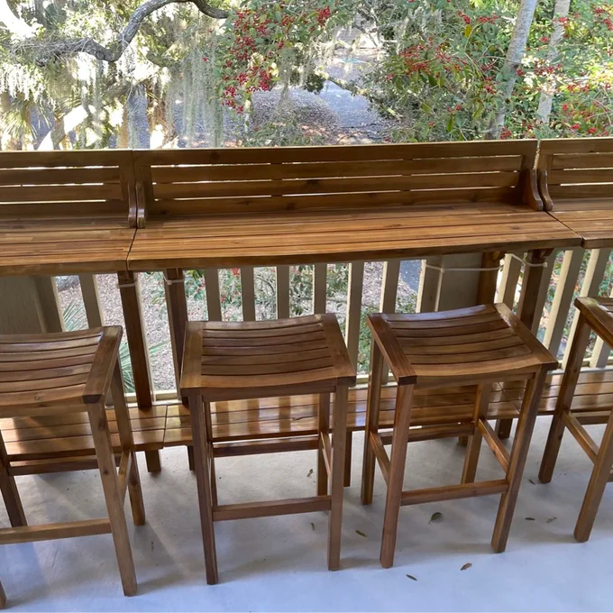 【Home&Garden】Bushnell Bar Set with Solid Wood Outer Material