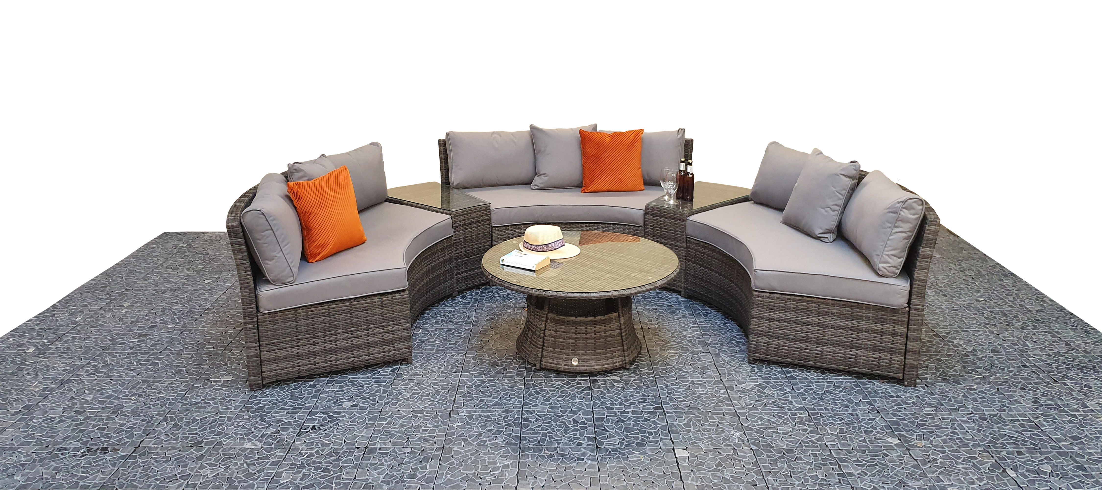 【Home&Garden】Garden Furniture Juliet Grey Half Moon Sofa Set