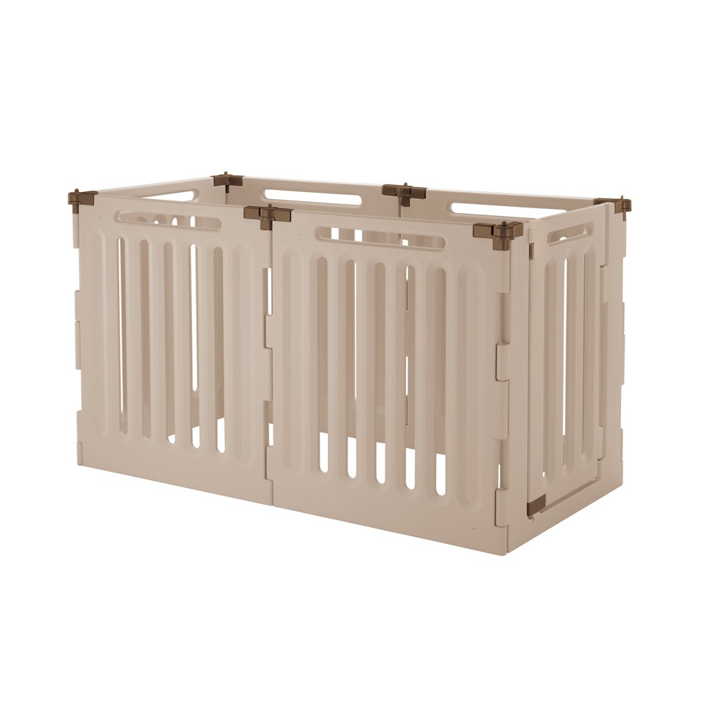 【Pet】Convertible Indoor/Outdoor Pet Playpen, Large, Soft Tan/Mocha