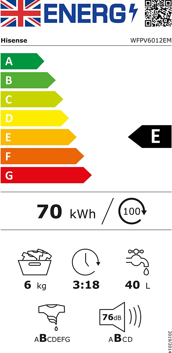 WFPV6012EM-Freestanding-6 KG-Front Load Washing Machine-Steam Wash-Quick Wash-15 Washing Programs