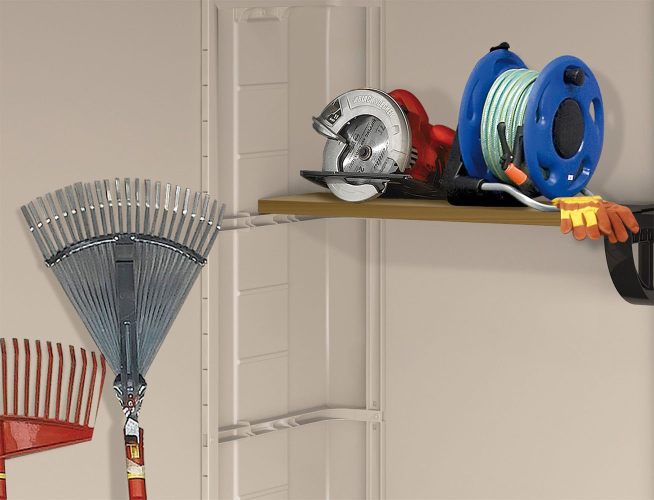 4 x 6  Plastic Garden Storage Shed, All-Weather Outdoor Storage Solution Shed, Includes Plastic Floor, Strong Structure & Maintenance-Free Vinyl Shed《NO8》