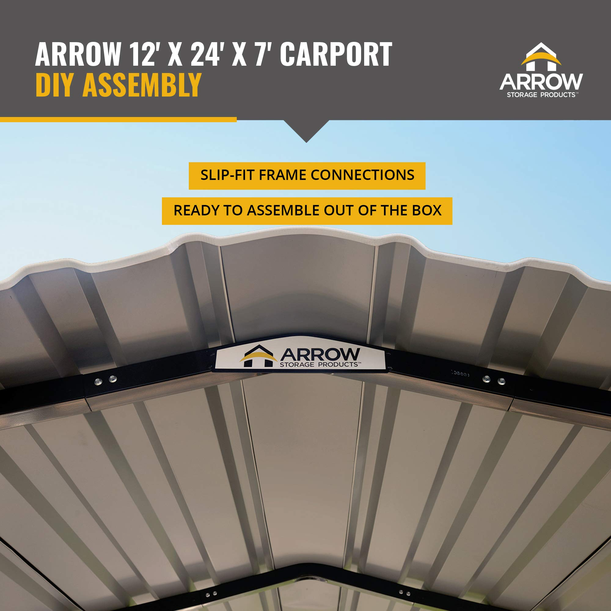 【Home&Garden】Heavy Duty Galvanized Steel Metal Multi-Use Shelter, Shade, Carport, 12' x 24' x 7'