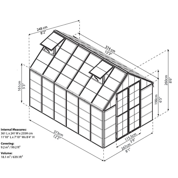 【Home&Garden】8 Ft. W x 12 Ft. D Hobby Greenhouse