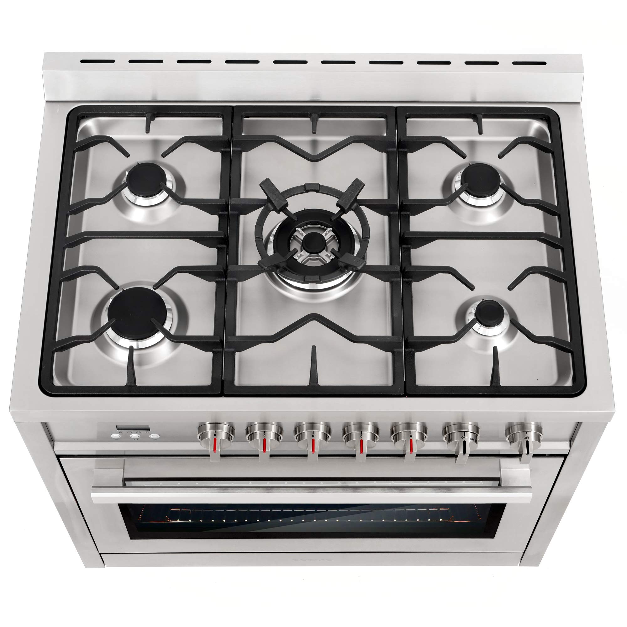 【Appliances】36 in. Gas Range with 5 Burner Cooktop, 3.8 cu. ft. Capacity Rapid Convection Oven with 5 Functions