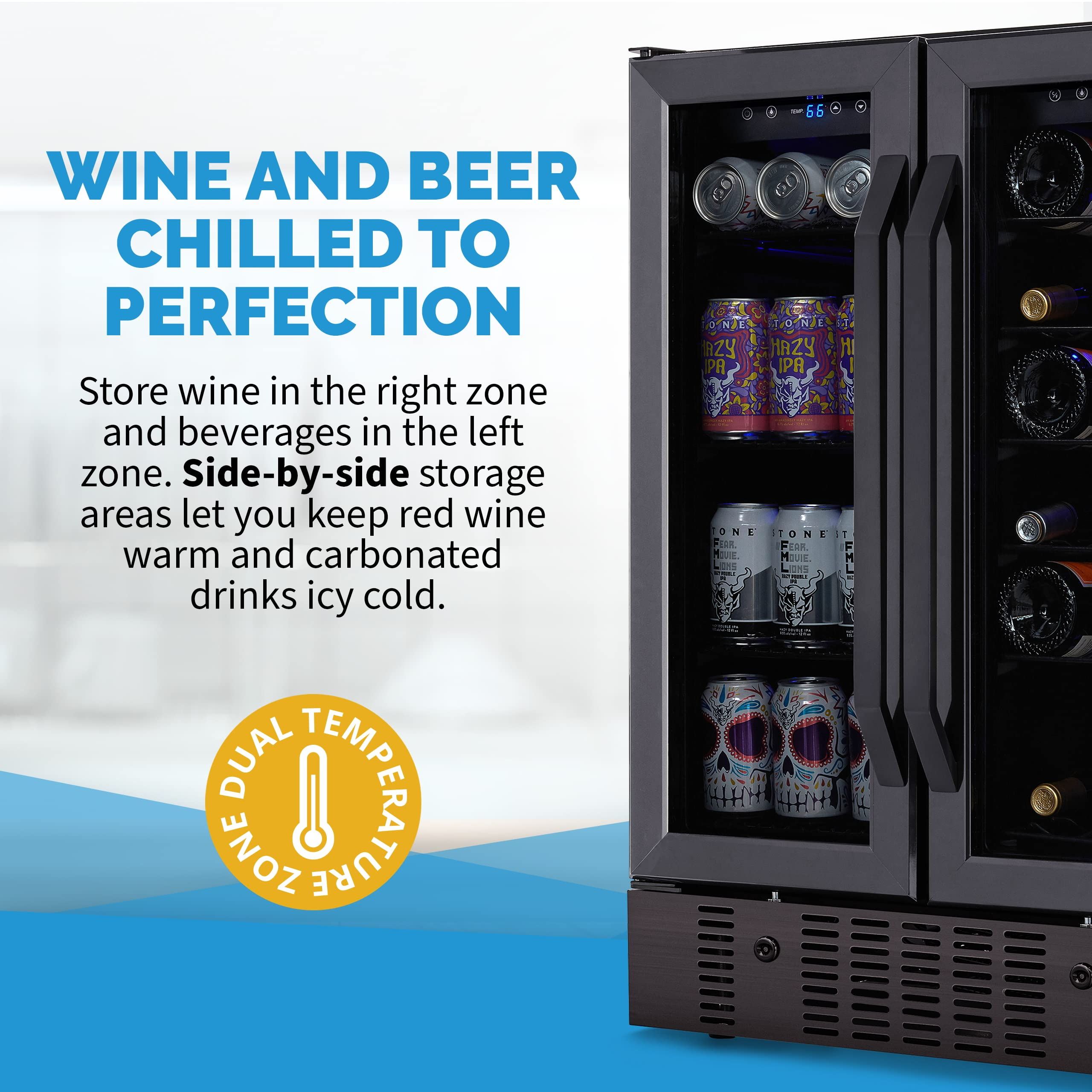 【Appliances】NewAir 24” Wine and Beverage Refrigerator and Cooler, 18 Bottle and 60 Can Capacity