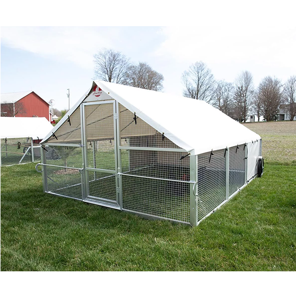 【Home&Garden】【BS】Chicken Coop, Large Metal Walk-in Poultry Cage Kennel with Waterproof Cover