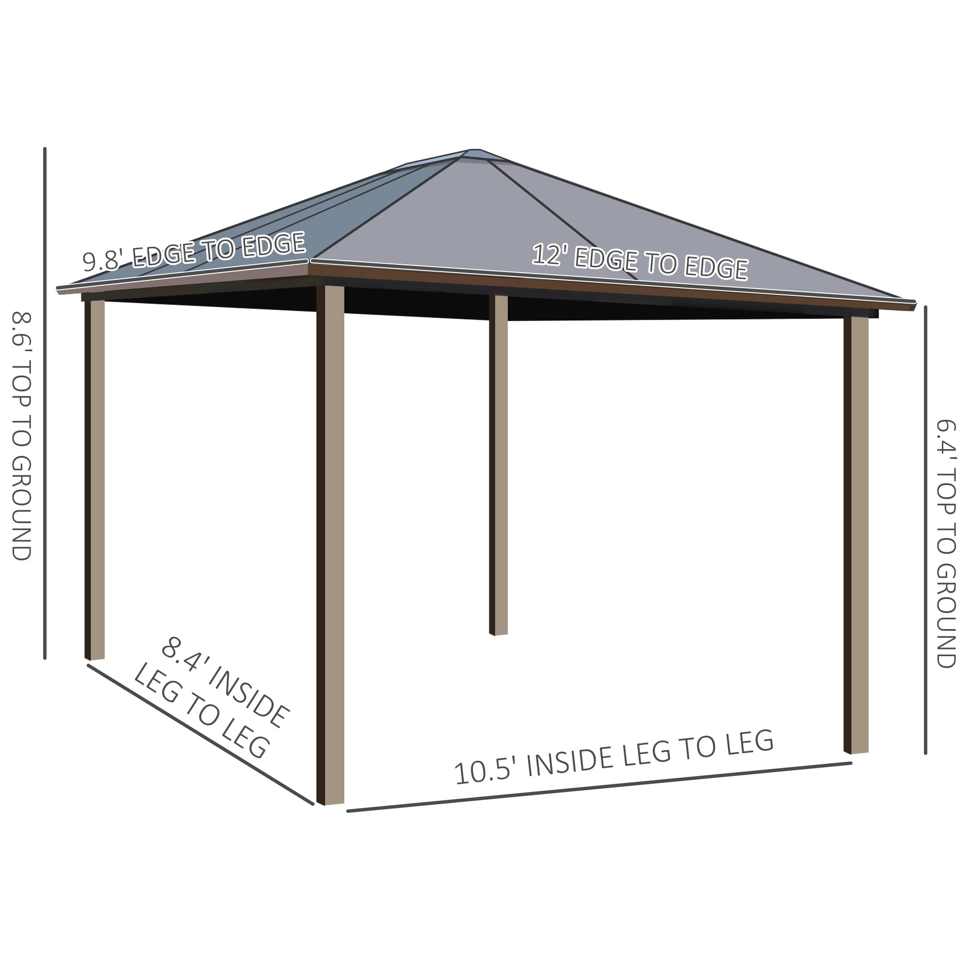 【Gazebo】Deluxe Steel Hardtop Patio Gazebo Garden Sun Shelter Aluminum Frame Heavy Duty Outdoor Pavilion