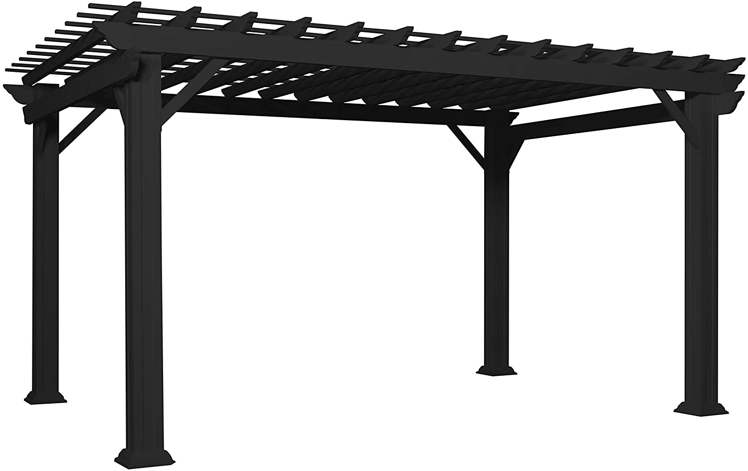 【Home&Garden】14' x 10' White Steel Traditional Pergola with Sail Shade Soft Canopy