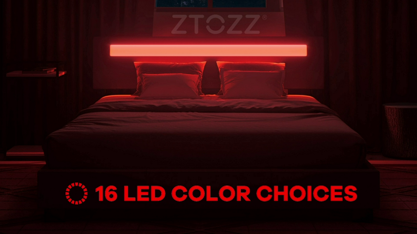 【Furniture】Pezzolla LED Bed Frame King Size - Contemporary Modern Low Profile Platform Bed with 16 Colors LED