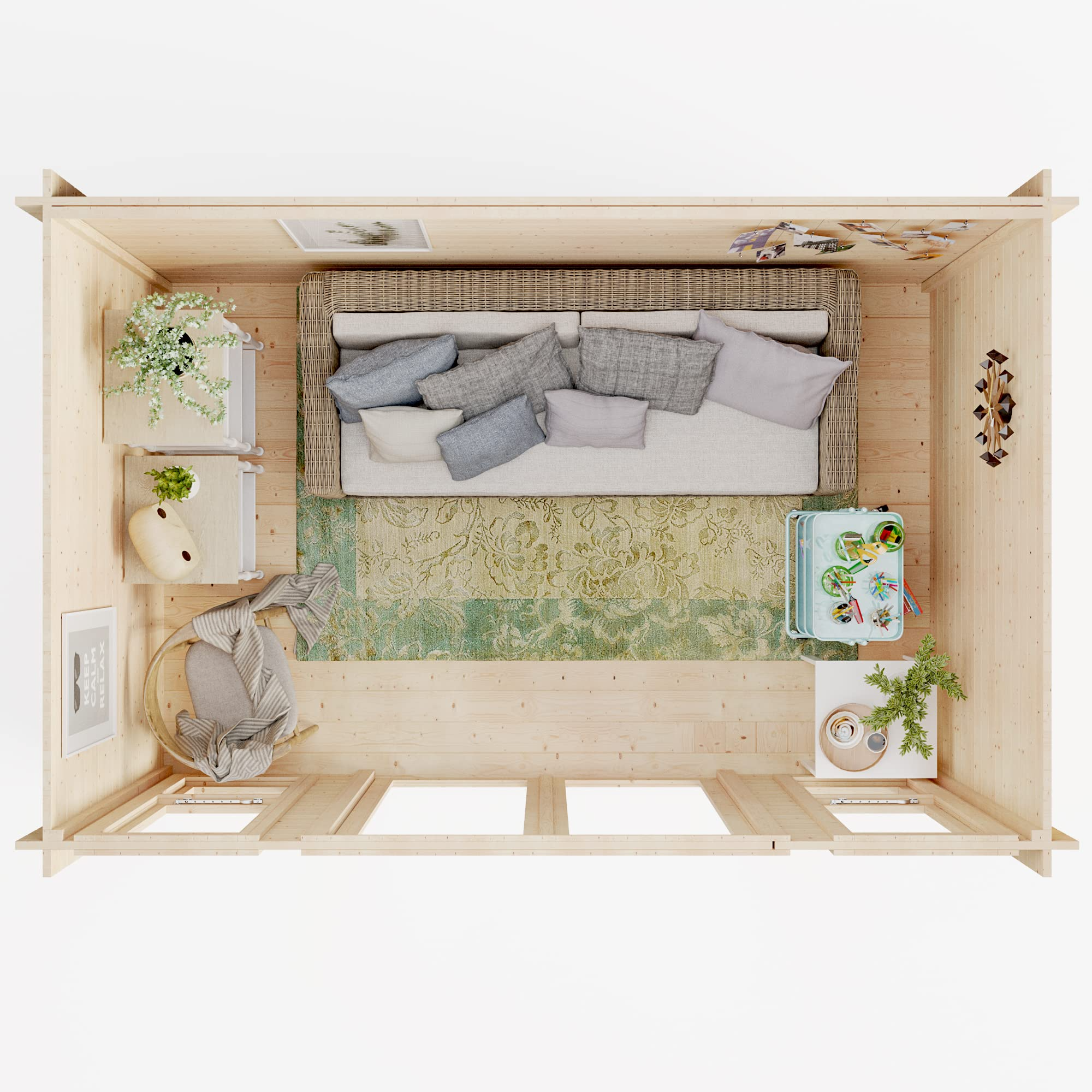 【Home&Garden】12x8 Log Cabin Summerhouse Garden Office Studio Modern Pent Carmen Outdoor Room