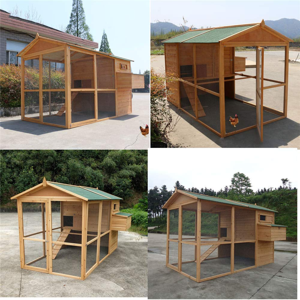 【Pet】Large Size Fir Wooden Waterproof Roof Green Chicken Coops