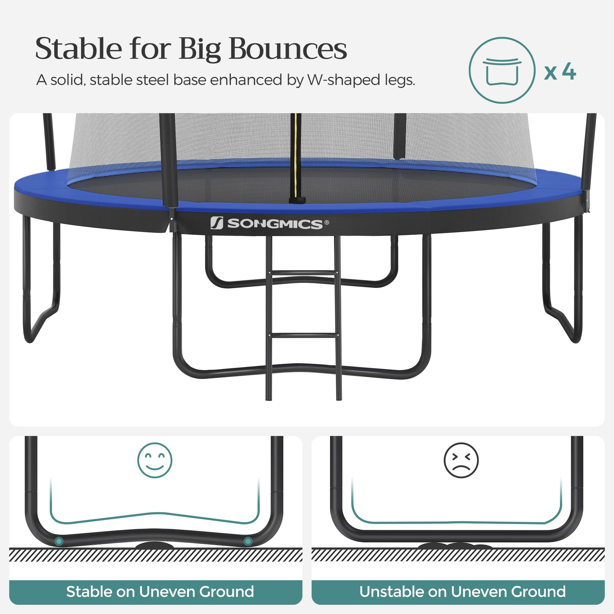 【Baby&Kids】Trampoline, Inner Saftey Net, Ladder, for Outdoor Garden Backyard