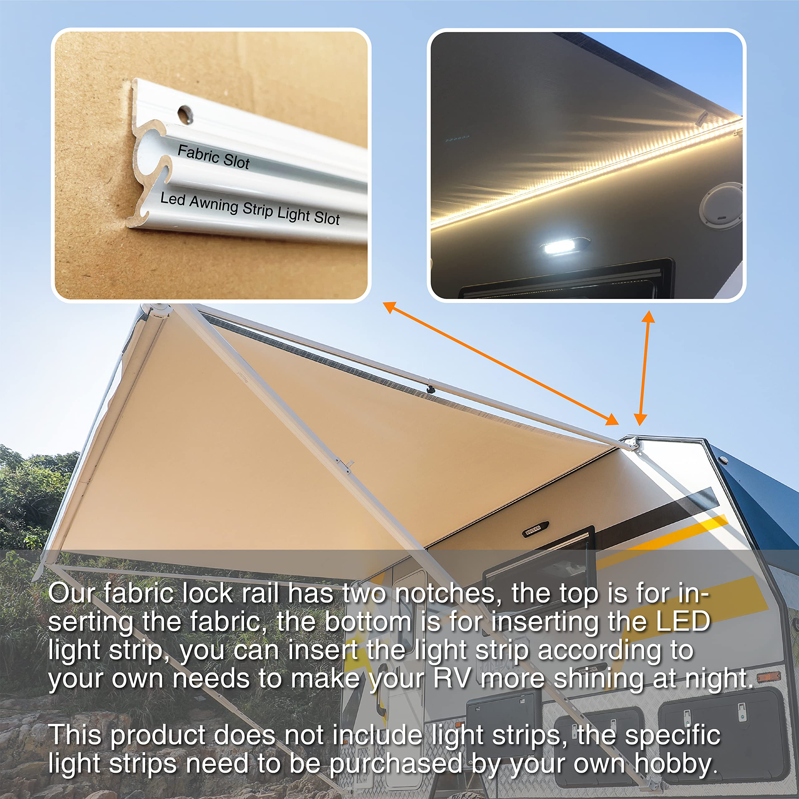 【Sports&Outdoors】Manual Modular Retractable RV Awning Full Set Assemblies - RV Trailer Awning for Home or Camper