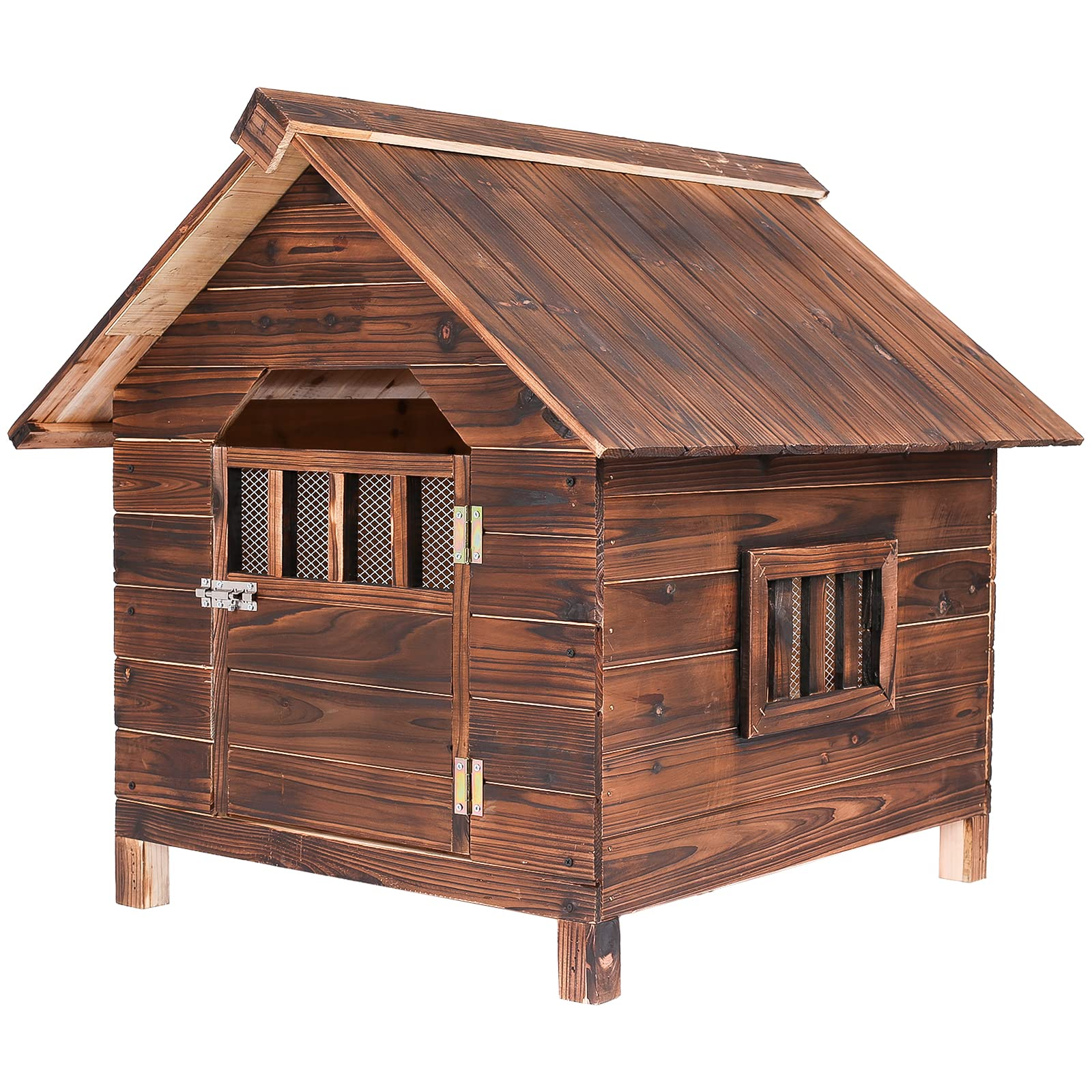 【Pet】Dog Kennels for Outside, Wood Dog House Outdoor Dog Kennel Dog Cage Villa, 36x39x37 in