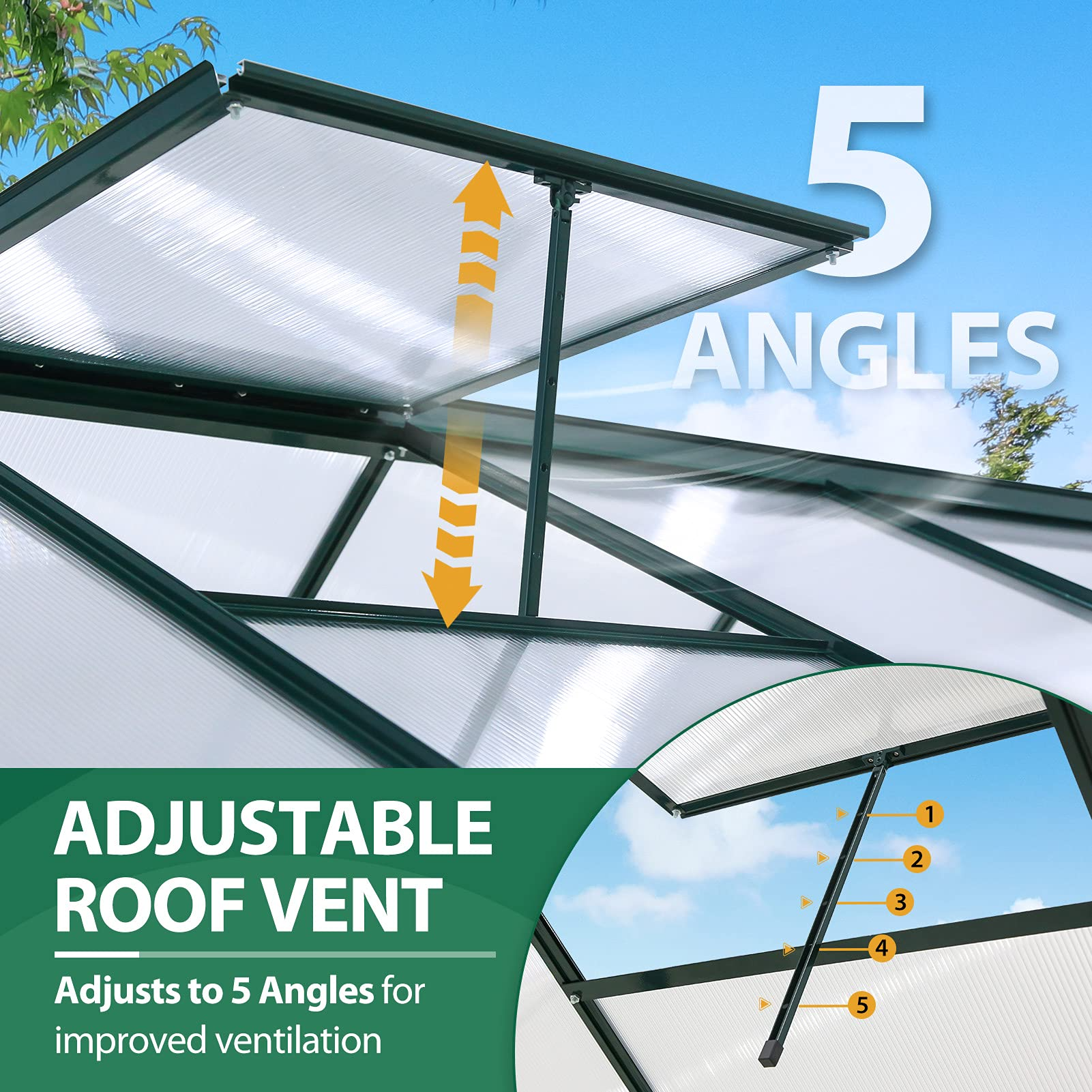 【Home&Garden】6' x 8' x 7' Outdoor Walk-in Hobby Greenhouse with Sliding Door & Ventilation Window