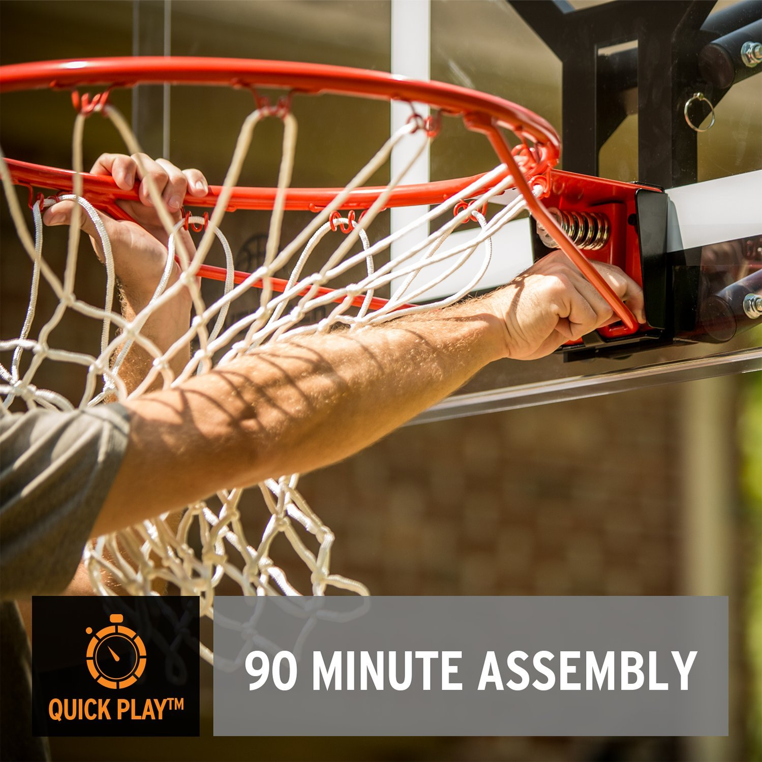 【Sports&Outdoors】Portable Height-Adjustable Basketball Hoop Assembles in 90 Minutes - Easy Lift & Roll Basketball Goal