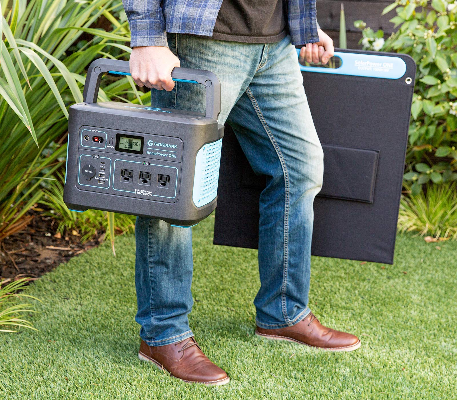 【Appliances】Geneverse 1002Wh (1x2) Solar Generator Bundle: 1X HomePower ONE Portable Power Station + 2X Solar Panels