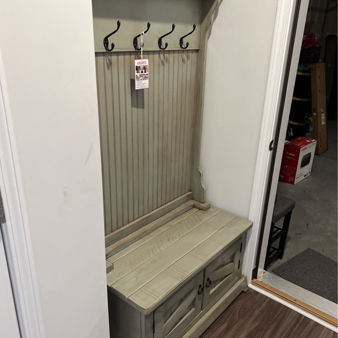 【Furniture】Kinley 37.5'' Wide Solid Wood Hall Tree with Bench and Shoe Storage