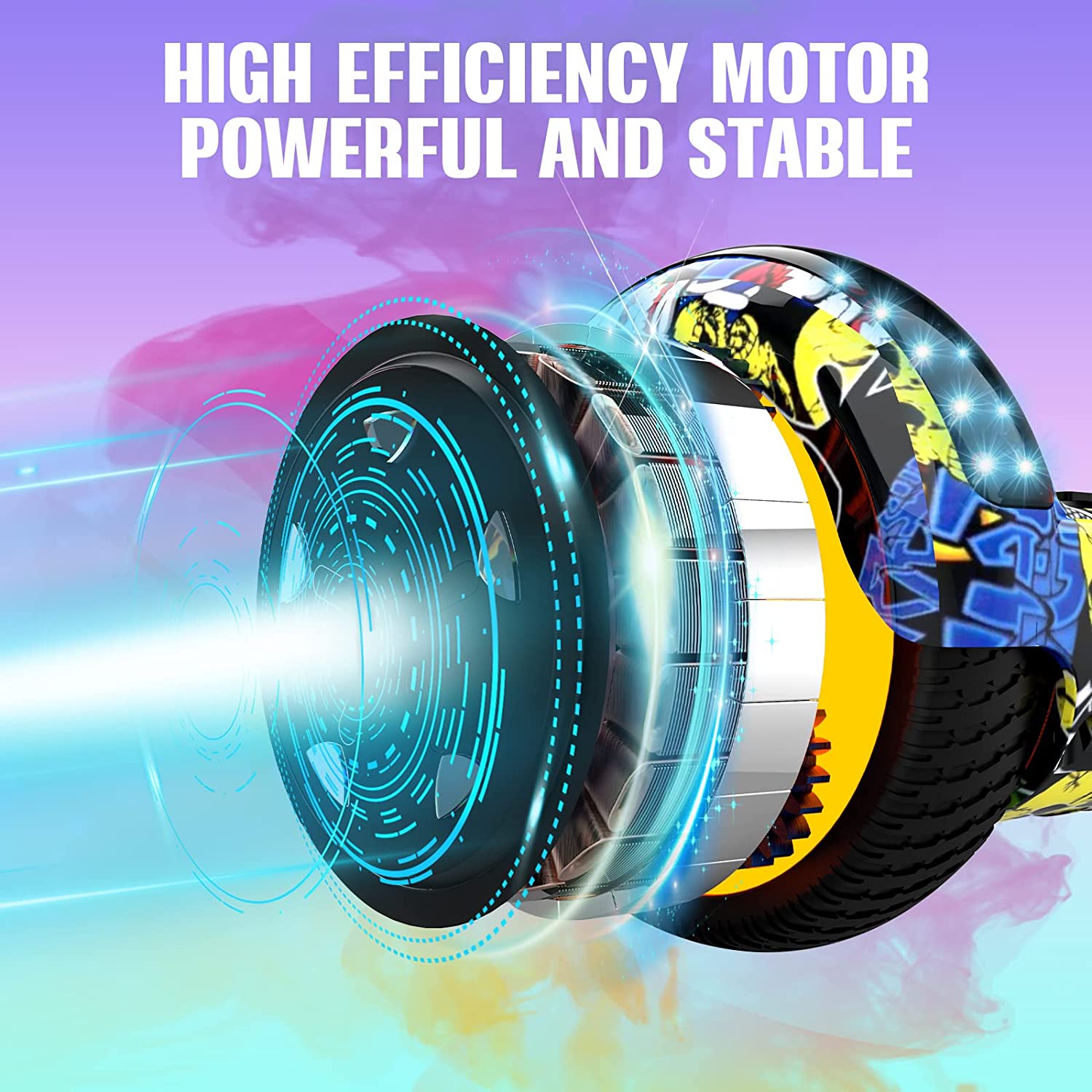 GeekMe hoverboards go kart attachment, Hoverboards with Hoverkart 6.5 inch with Bluetooth Speaker, LED Lights, Gift for Kid, Teenager and Adult