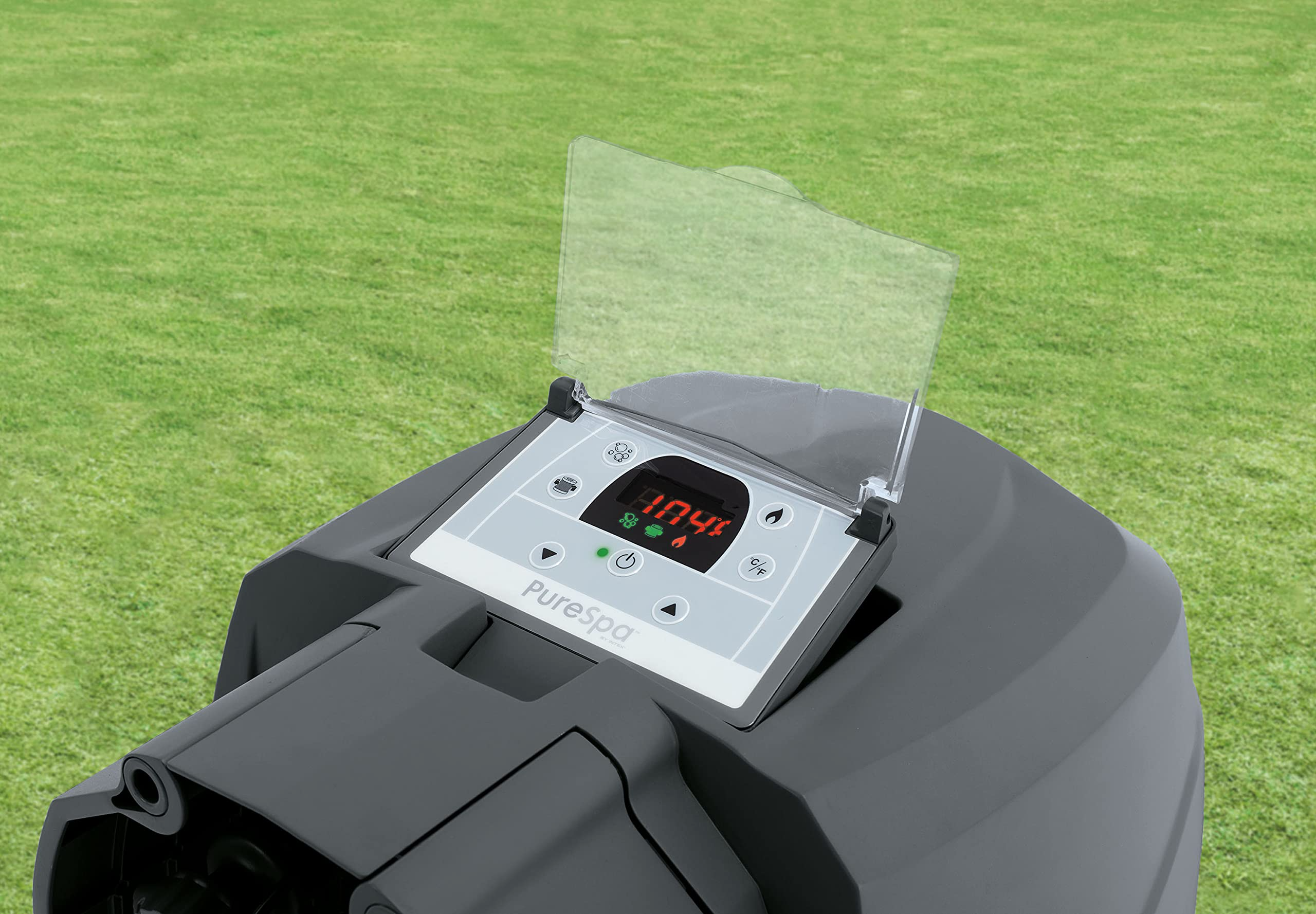 【Sports&Outdoors】PureSpa Bubble Massage Deluxe, Inflatable Spa Set, Grey, 4-Person