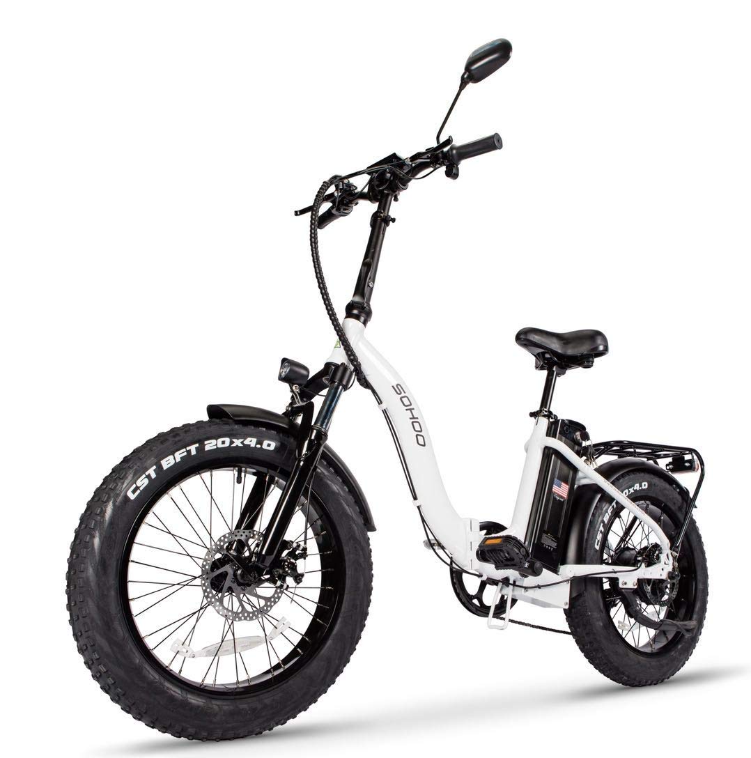 【Sports&Outdoors】Adult Step-Over & Step-Thru Folding Fat Tire E-Bike Mountain Electric Bicycle