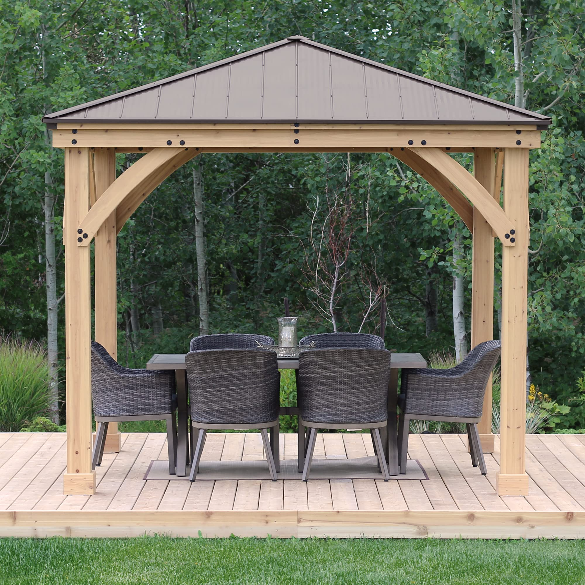 【Gazebo】Meridian 10x10 Solid Wood Patio Gazebo