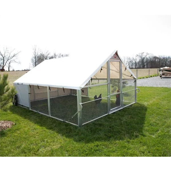 【Home&Garden】【BS】Chicken Coop, Large Metal Walk-in Poultry Cage Kennel with Waterproof Cover