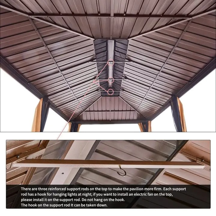 【Gazebo】20 Ft. W x 12 Ft. D Galvanized Steel Patio Gazebo