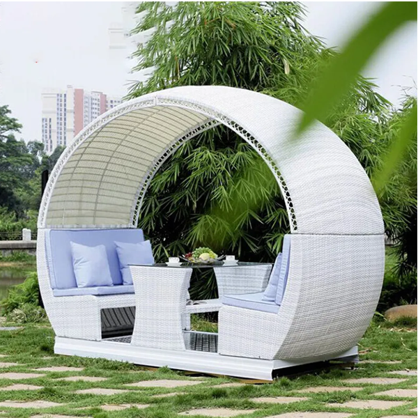 【Home&Garden】Rattan Sofa Creative Table & Chair Leisure Courtyard Terrace Outdoor Rattan Chair Sofa Set