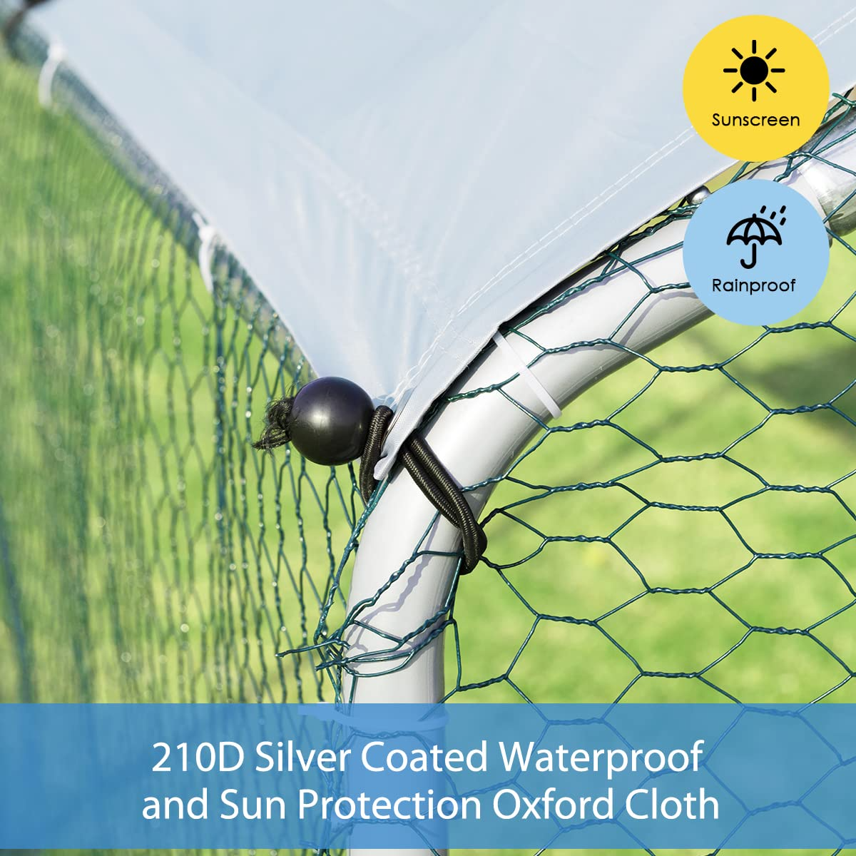 【Home&Garden】10'x20'x6.4' Large Walk-in Hen House with Cover, Galvanized Steel Poultry Run Extension