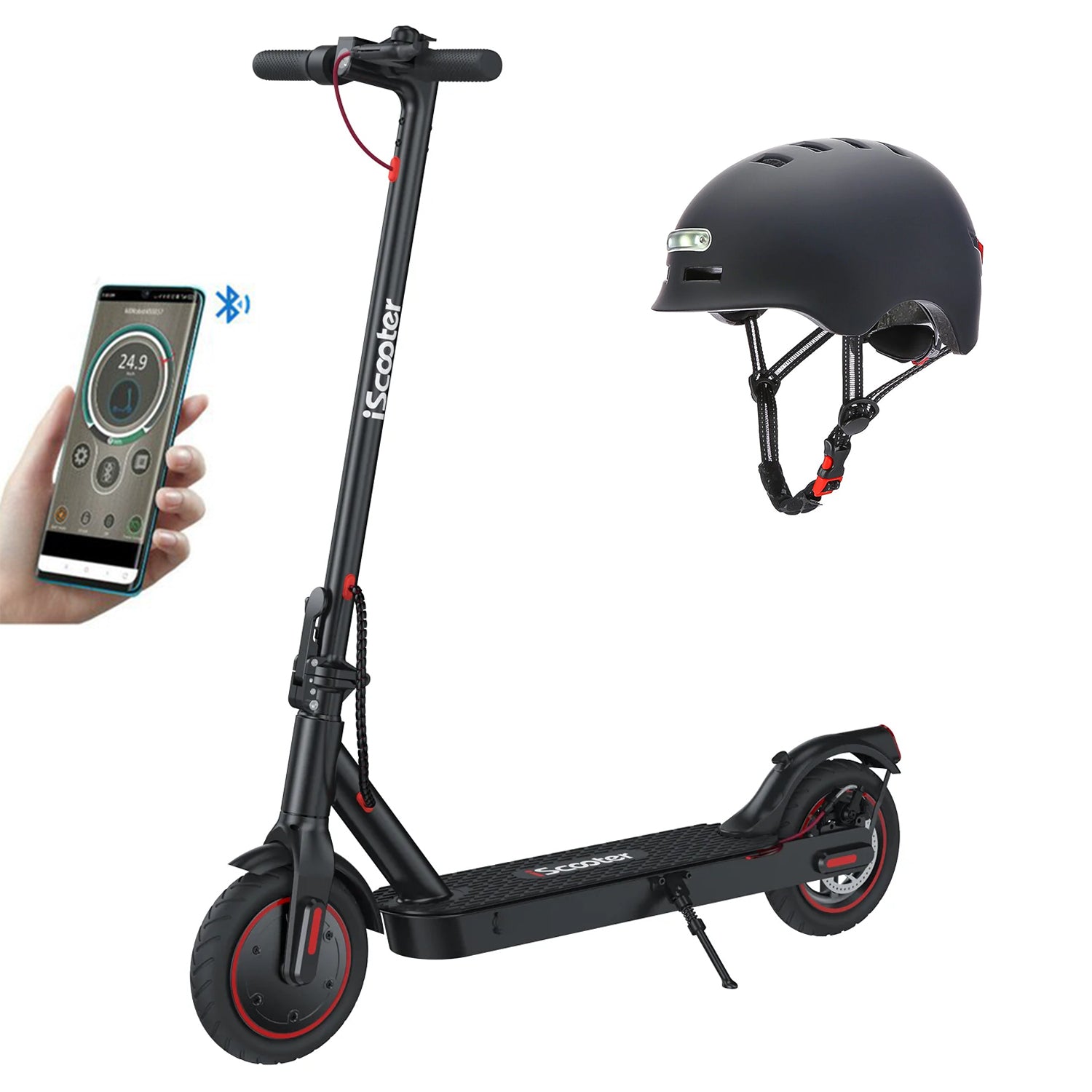 iScooter adult electric scooter, 40-45 km range, 3 speed modes, LCD display, dual brake system