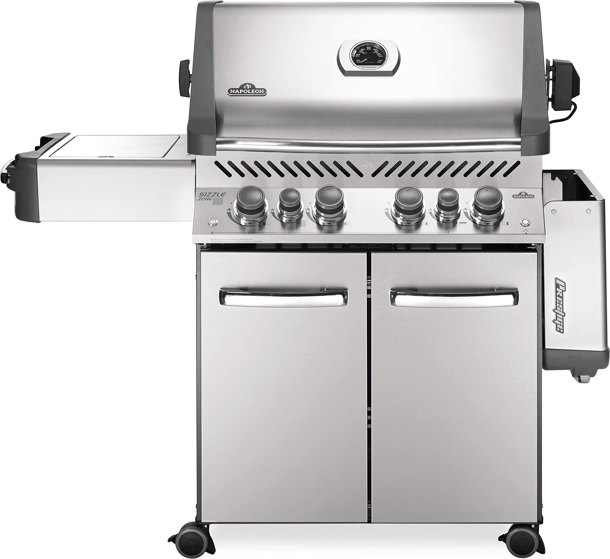 【Appliances】Napoleon P500RSIBPSS-3 Prestige 500 RSIB Propane Gas Grill, sq. in + Infrared Side & Rear Burner