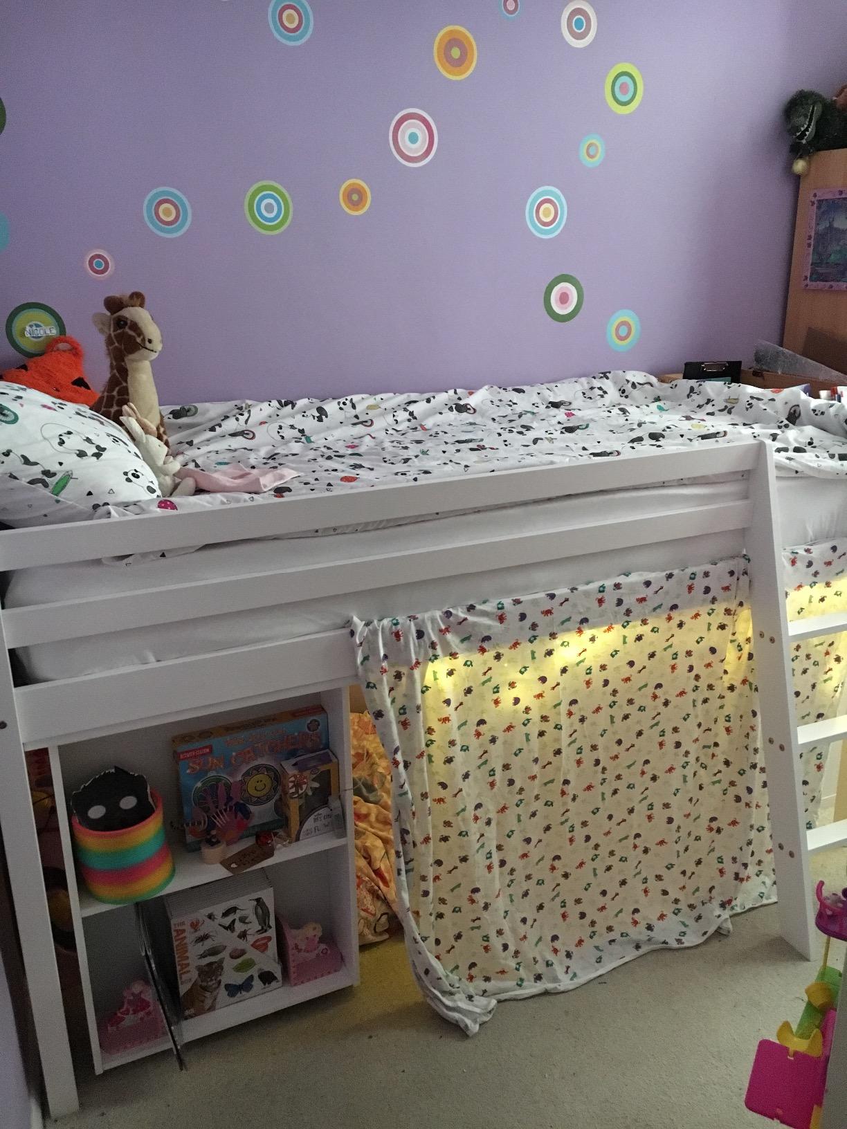 【Furniture】Midsleeper Cabin Bed with Pull-Out Desk - White