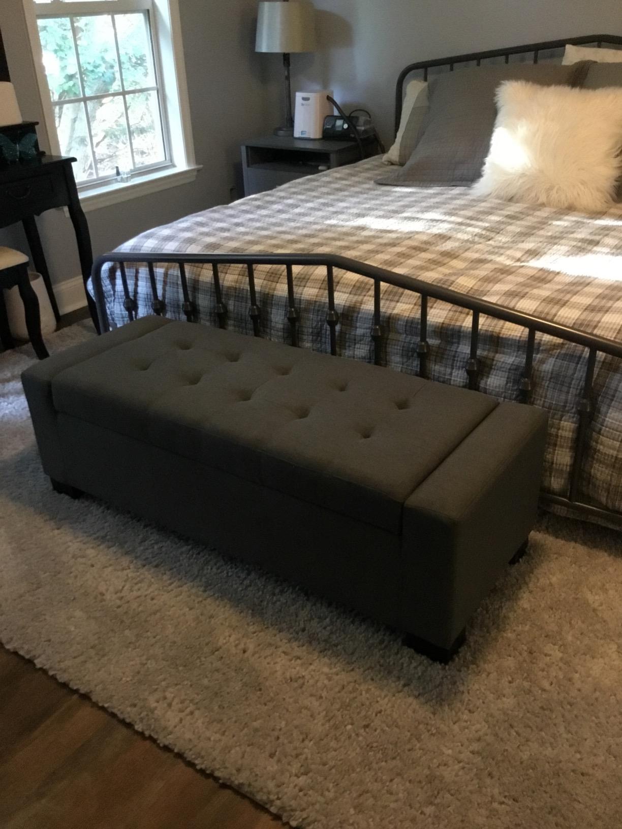 【Furniture】Christopher Knight Home Guernsey Leather Wood-Frame Storage Ottoman