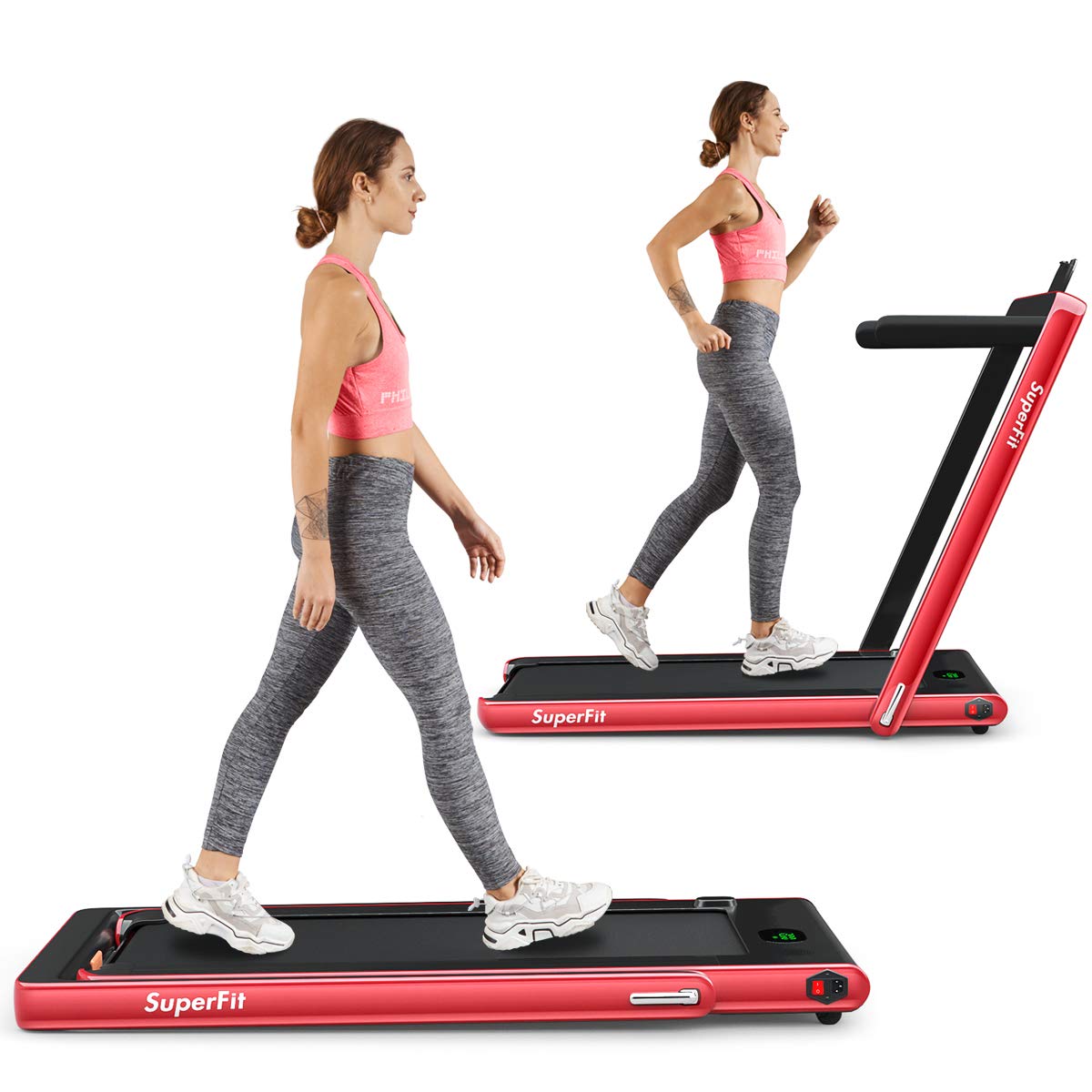 【Sports&Outdoors】2 in 1 Folding Treadmill, 2.25HP Superfit Under Desk Electric Treadmill, Installation-Fre《NO8》