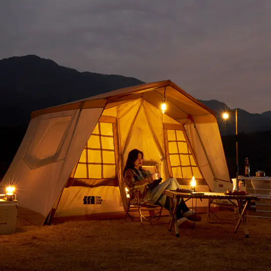 【Sports&Outdoors】Large Luxury Pyramid Family Tent Camping 5-8 Person Thick Vinyl Rainproof Windproof Fabric Hiking Tent