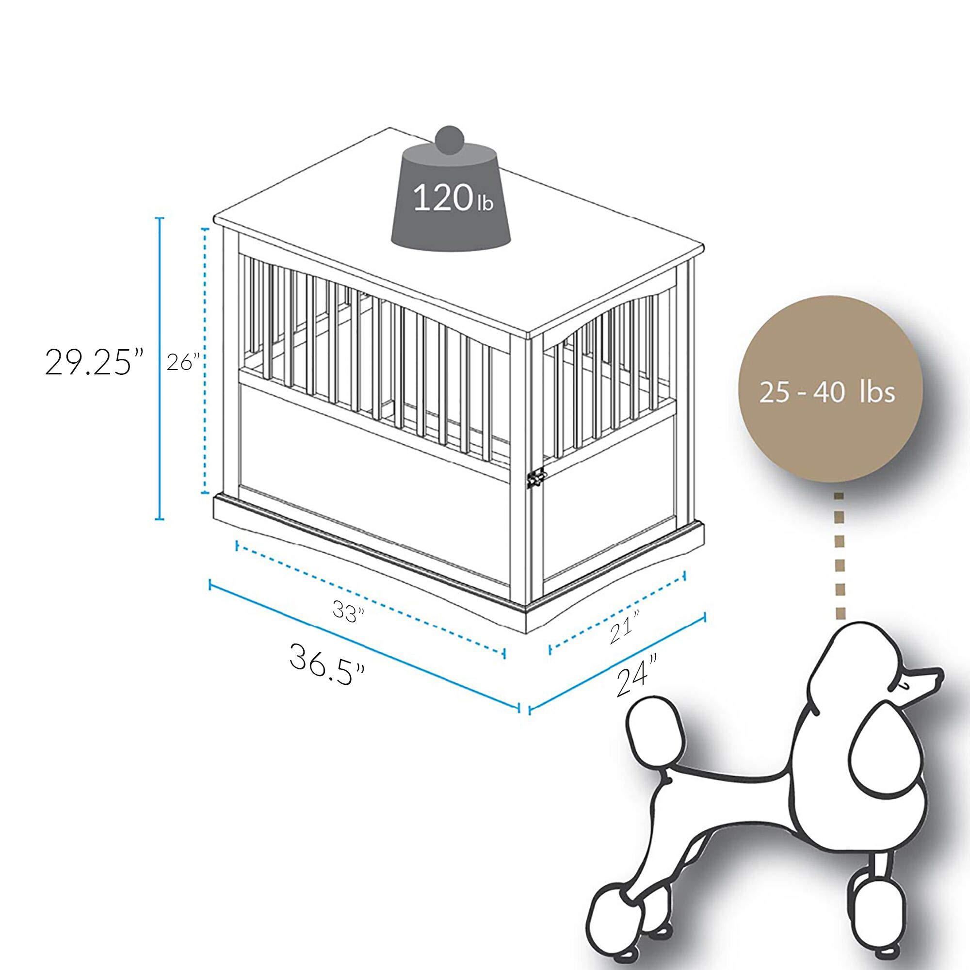 【Home&Garden】Wooden Large Pet Crate, End Table, Black