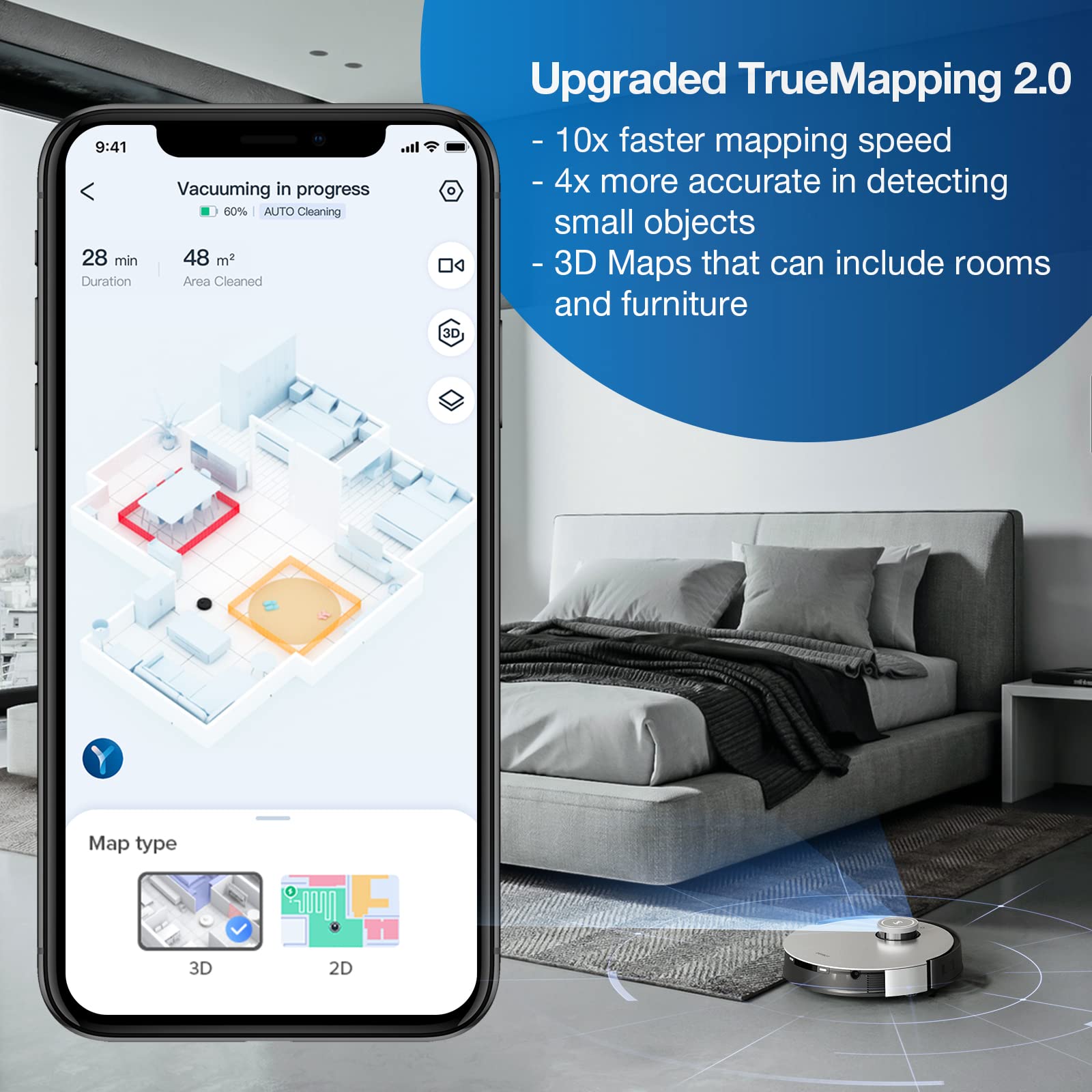 【Appliances】Robot Vacuum & Mop Combo with Auto-Cleaning Station, 5000Pa, Upgraded Laser Navigation