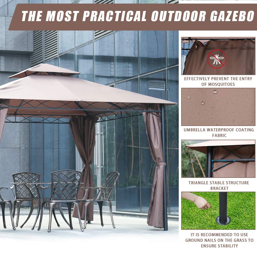 【Gazebo】10' X 13' outdoor BBQ terrace, large pavilion with party tent