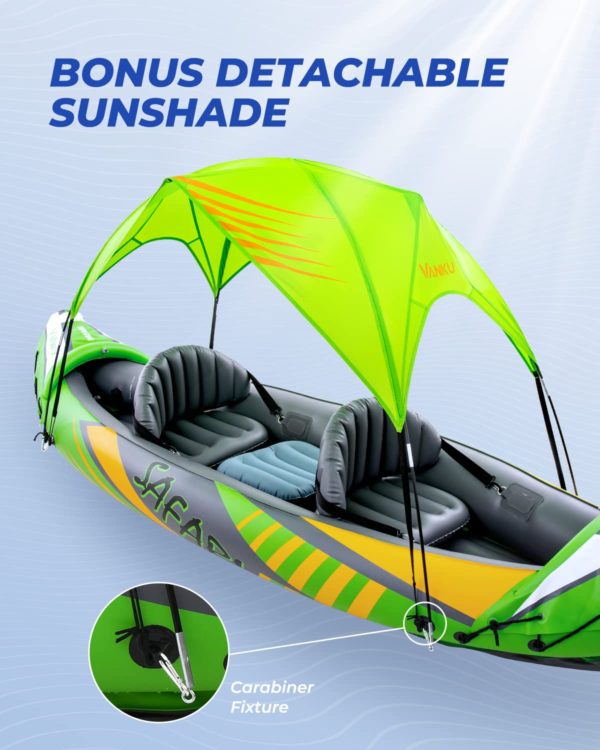 【Sports&Outdoors】Inflatable Kayak 2 Person with Sun Canopy, for Lake, Rivers, Streams
