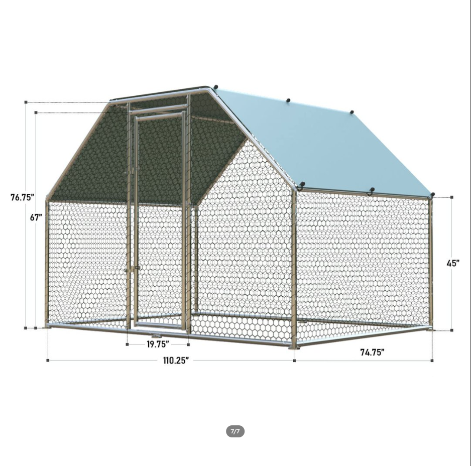 【Home&Garden】Large Metal Chicken Coop Run Walk-in Poultry Cage Chicken Runs