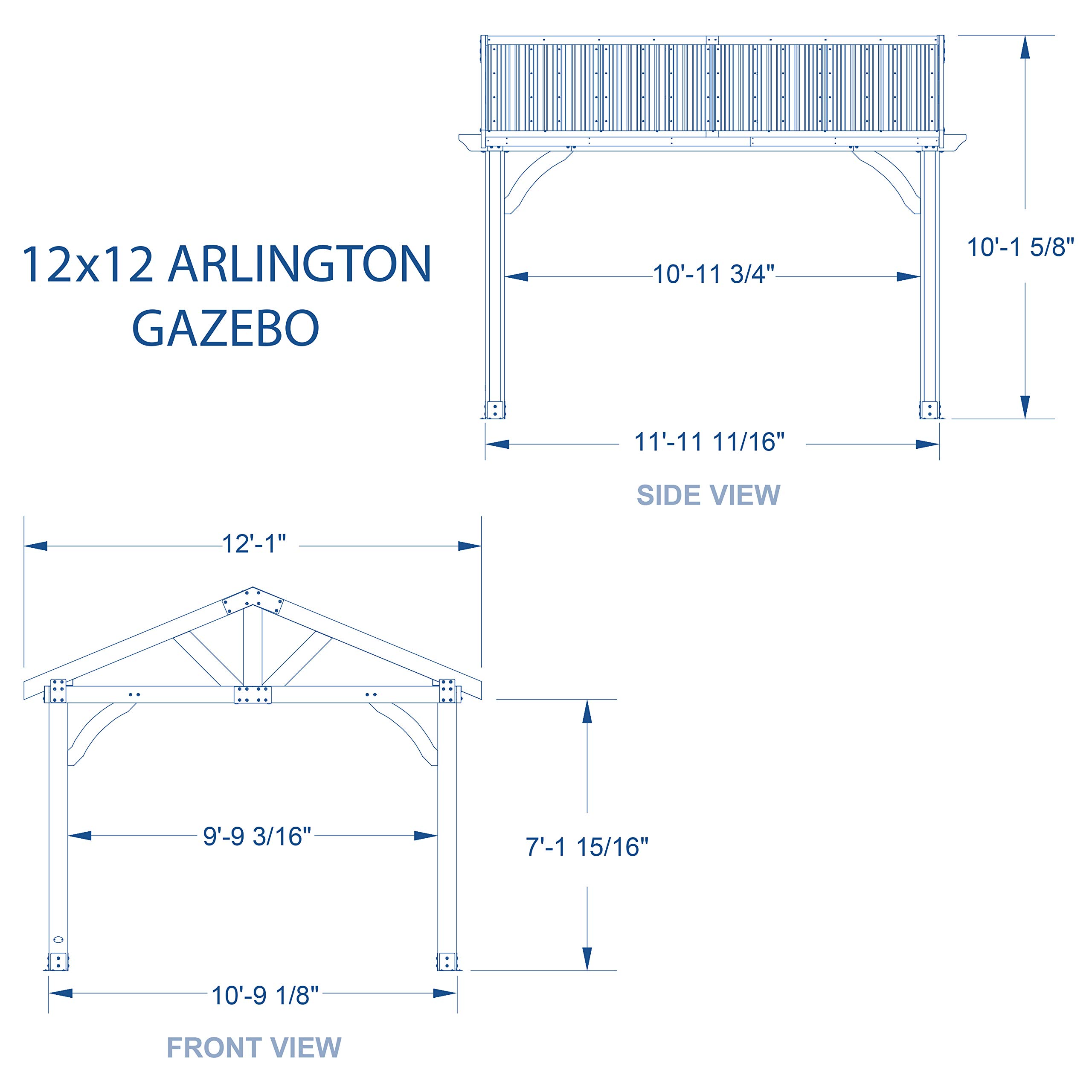 【Gazebo】Arlington 12x12 Gazebo, Walnut