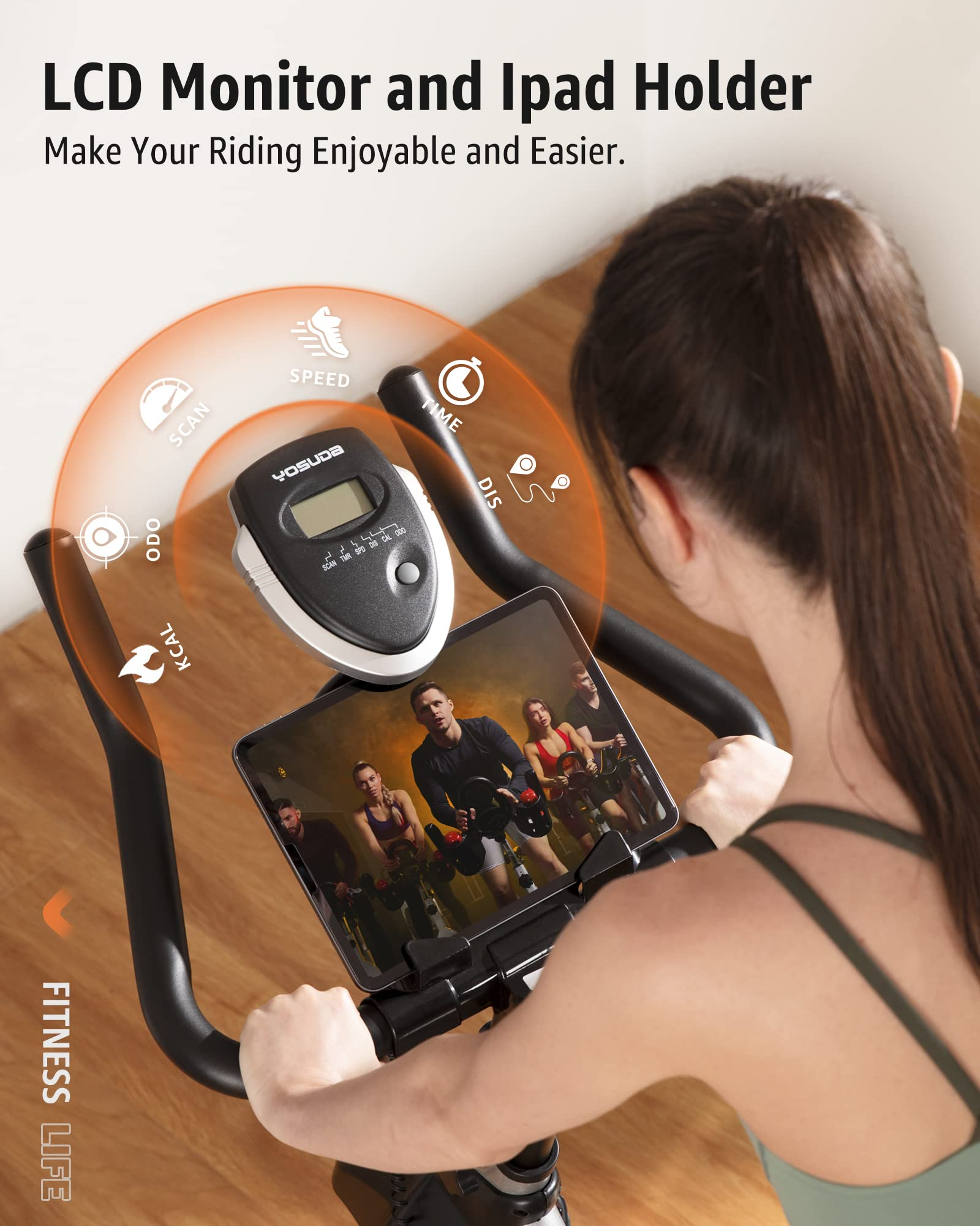 【Sports&Outdoors】Indoor Cycling Bike Stationary Bike - Cycle Bike with Ipad Mount & Comfortable Seat Cushion