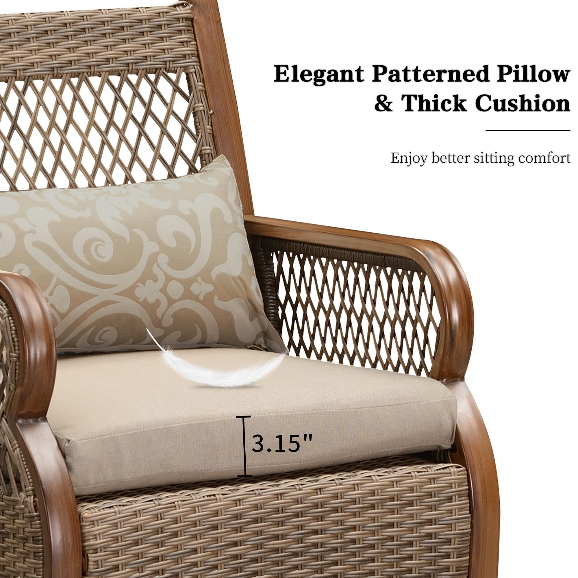 【Home&Garden】Patio Dining Set Outdoor Wicker Patio Furniture Sets Rectangular Tempered Glass Top Dining Table