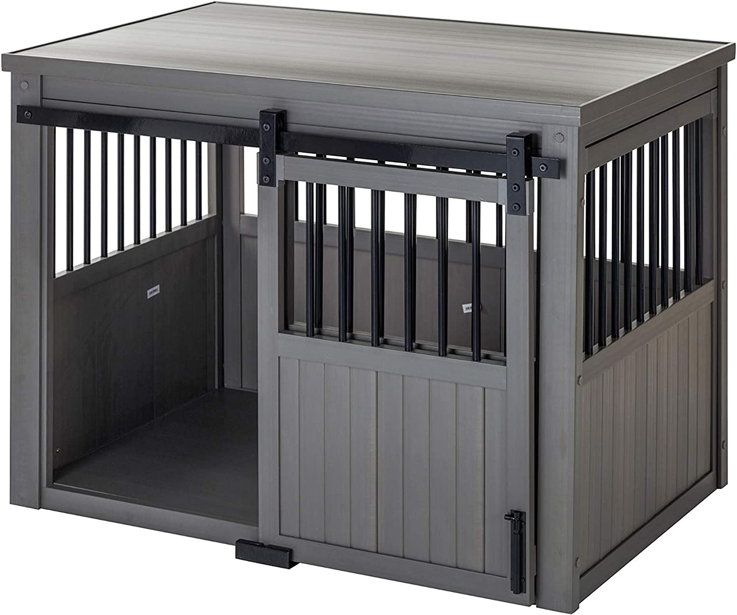 【pet】Homestead Sliding Barn Door Furniture Style Dog Crate - Antique White, Extra Large