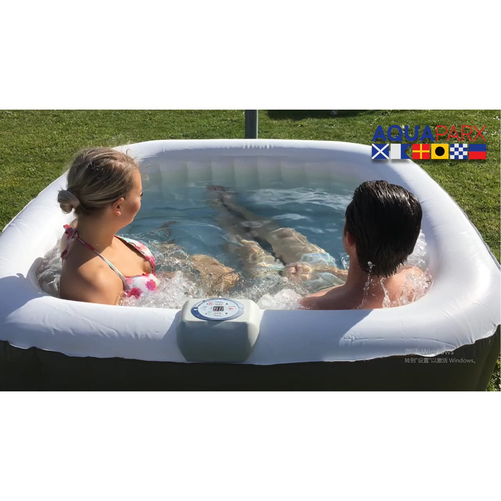 【Sports&Outdoors】Portable Hot Tub 61X61X26 Inch Air Jet Spa 2-3 Person Inflatable Outdoor Hot Tub Spa