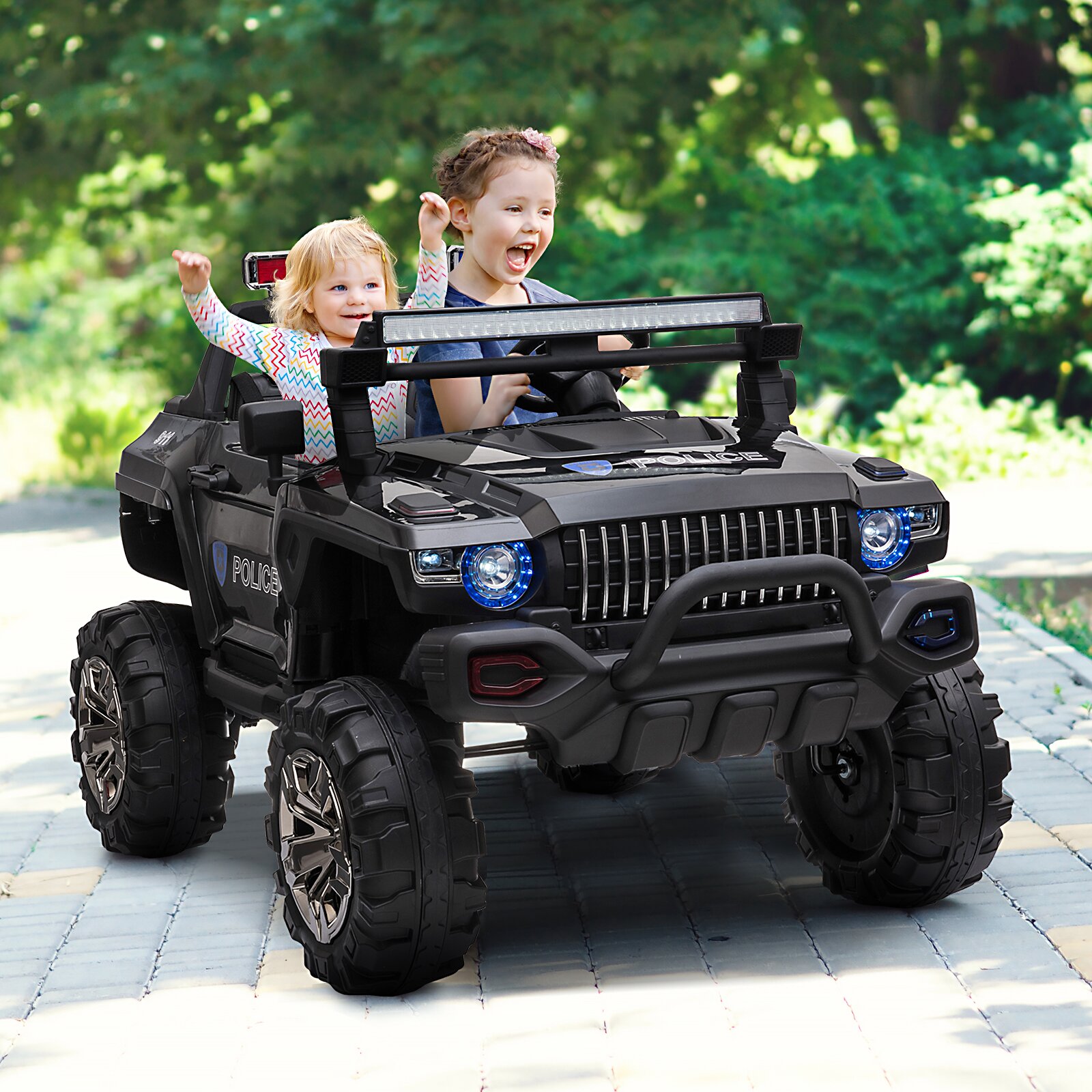 【Baby&Kids】2-Seater Electric Ride on Police Car SUV Truck Toy