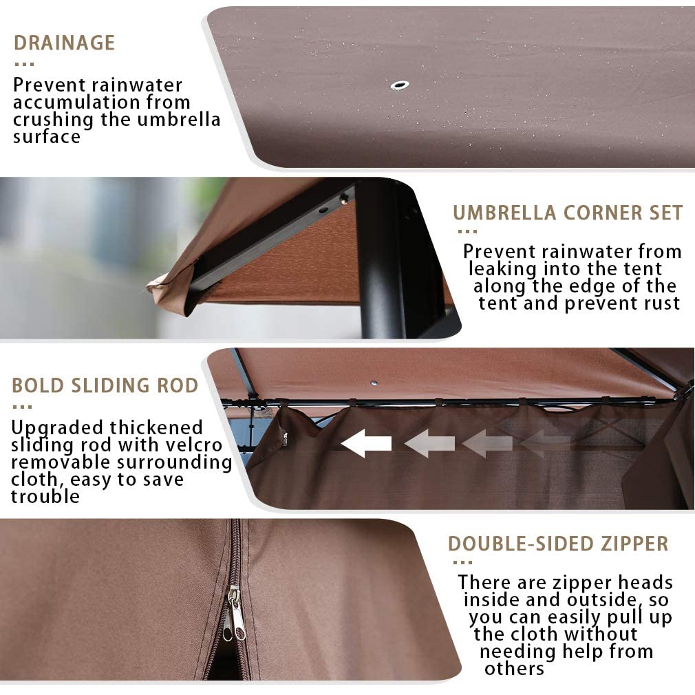 【Gazebo】10' X 13' outdoor BBQ terrace, large pavilion with party tent